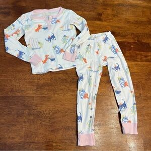 The Beaufort Bonnet Company Pink and Blue Pajama Set dogs Pima cotton size 4